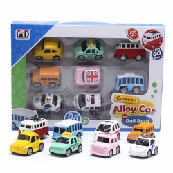 Alloy Car Q Version Pull Back Police Car Classic Car Ambulance Bus Taxi Car Model Set