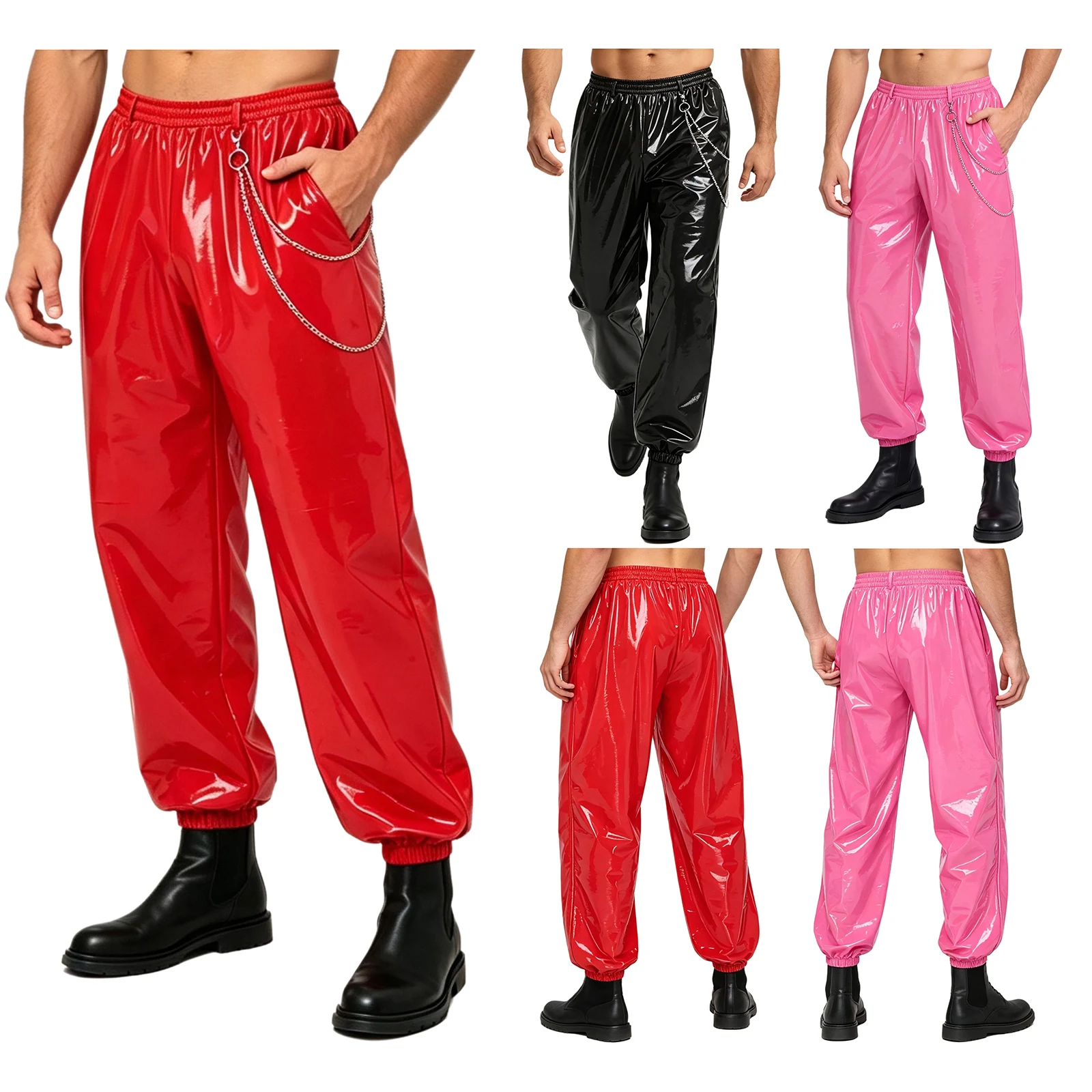 Pantalones Jogger de Cuero PU  - Jogger Sweatpants Men reseña y precio