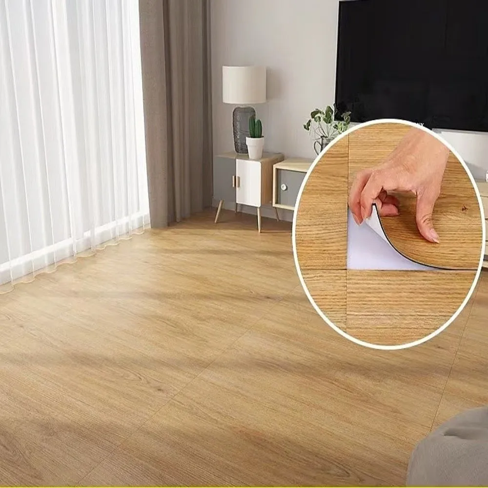 Wood Grain Floor Tiles PVC Self Adhesive Floor Stickers Moisture Proof Water Proof Wall Floor Decal Wall Floor Refurbishment