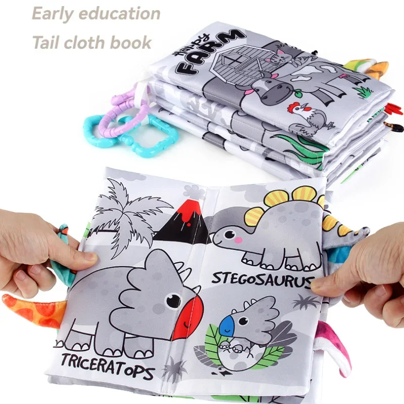 4 قطعة مجموعة الطفل الحيوان القماش كتب الاطفال اللعب 0-36 متر الذيل كتاب التعلم الوالدين والطفل التفاعلية قابل للغسل ورقة لغز الملحقات #2