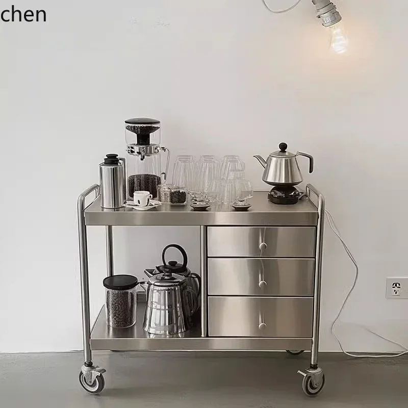 O17- side cabinet stainless steel movable trolley catering store storage side cabinet