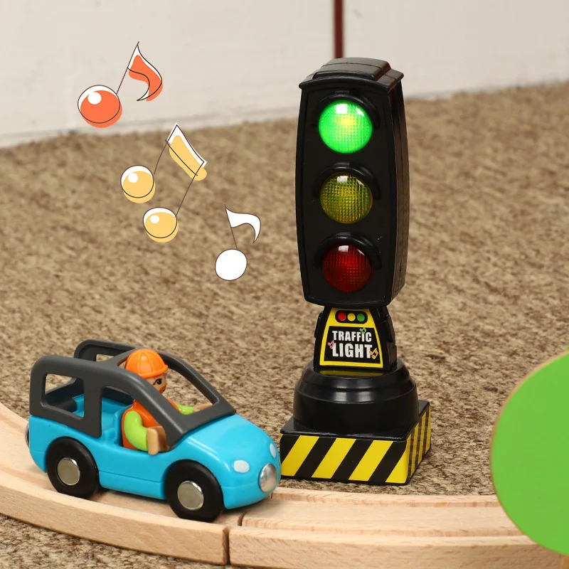 Señal de tráfico de juguete para niños, modelo de señal de carretera de simulación, jardín de infantes, pista de tren pequeña, accesorios de coche,