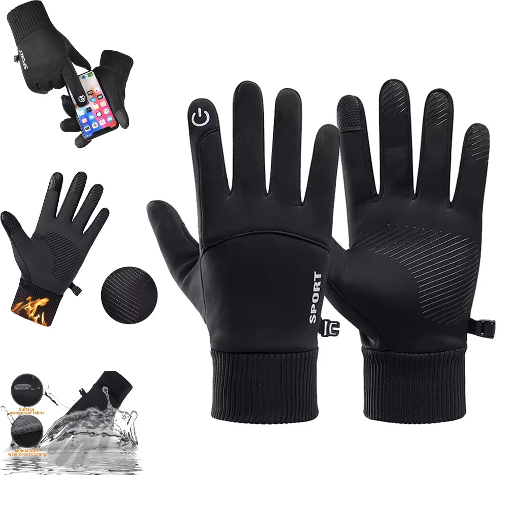 Inverno quente dedos completos à prova dwindproof água à prova de vento ciclismo esportes ao ar livre correndo motocicleta esqui tela toque luvas