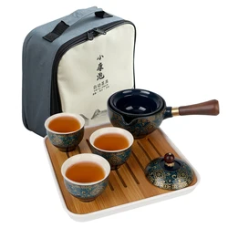 Flowers Exquisite Shape Porcelain Chinese Gongfu Tea Set Ceramic Tea Cup for Puer 360 Rotation Tea Maker and Infuser