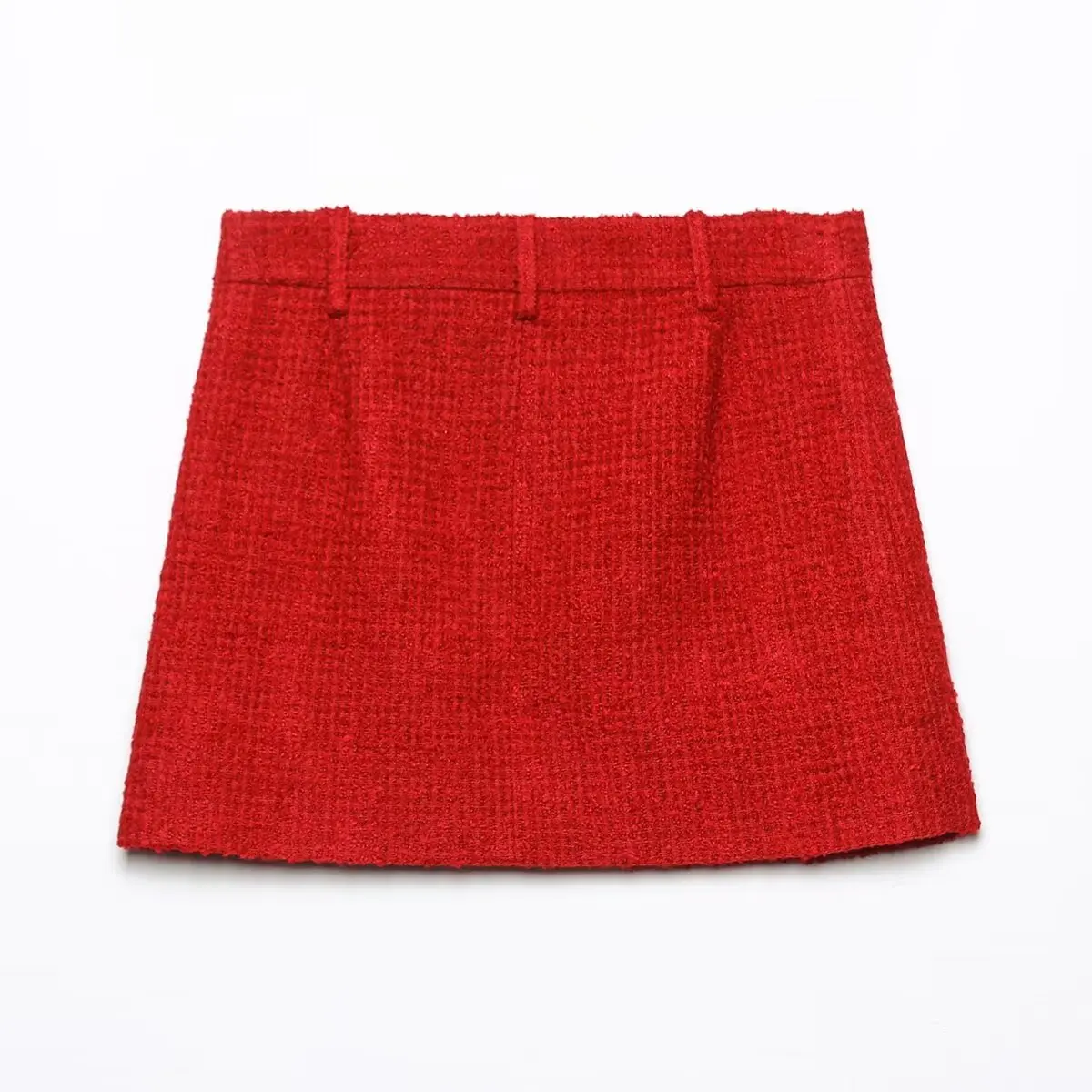 

Jenny&Dave Elegant Tweed Red Mini Skirts Womens Fashionable Autumn And Winter Women's New Texture Skirt