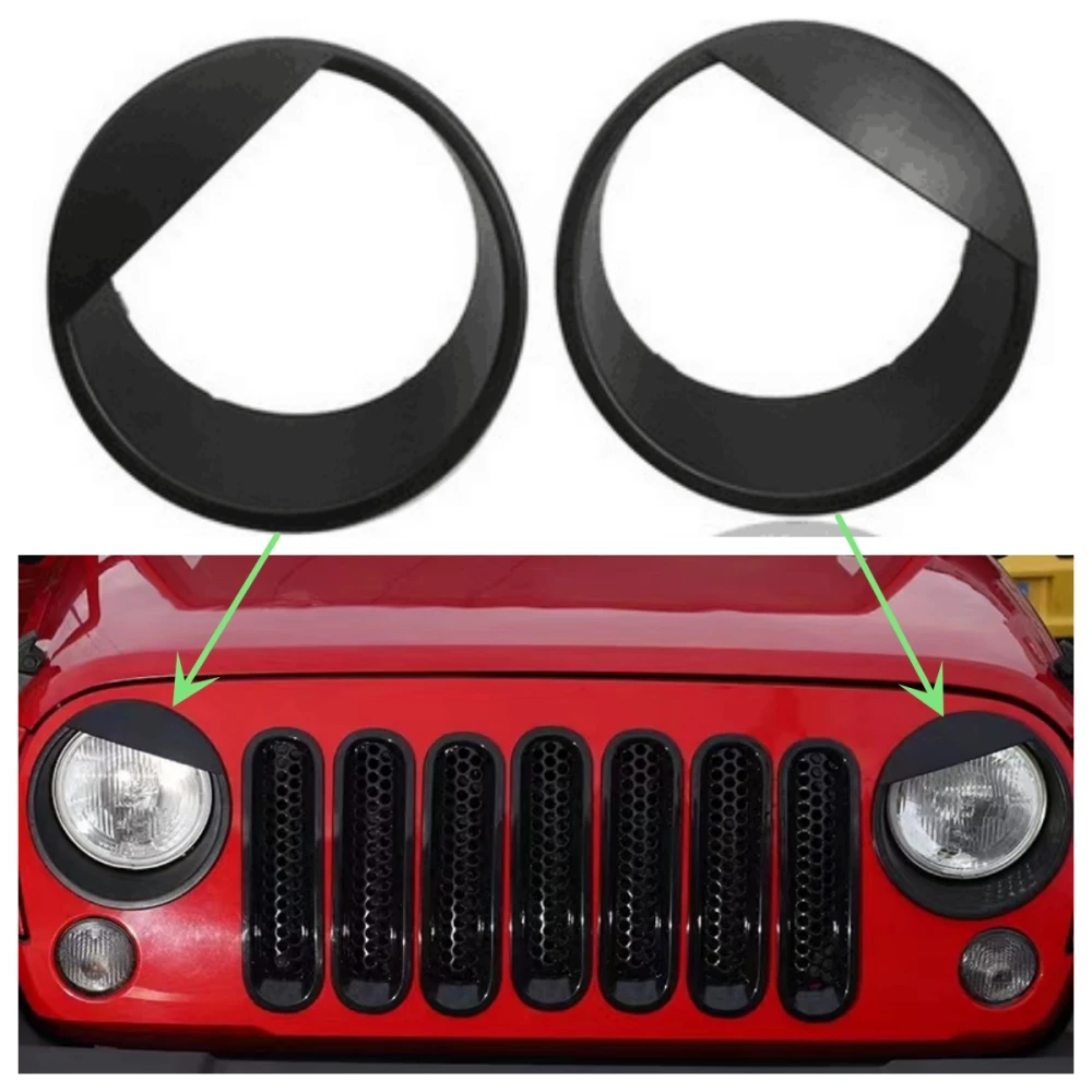 Headlight Angry Bird Style Trim Cover Lamp Decorative Ring ABS For Jeep Wrangler JK 2007-2017  J051 LantSun