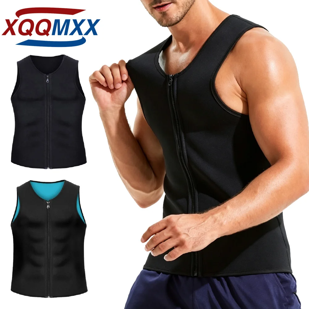 1PCS Neoprene Sauna Suit Vest for Men, Zipper Workout Tank Top, Waist Trainer Corset Body Shaper for Gym Training