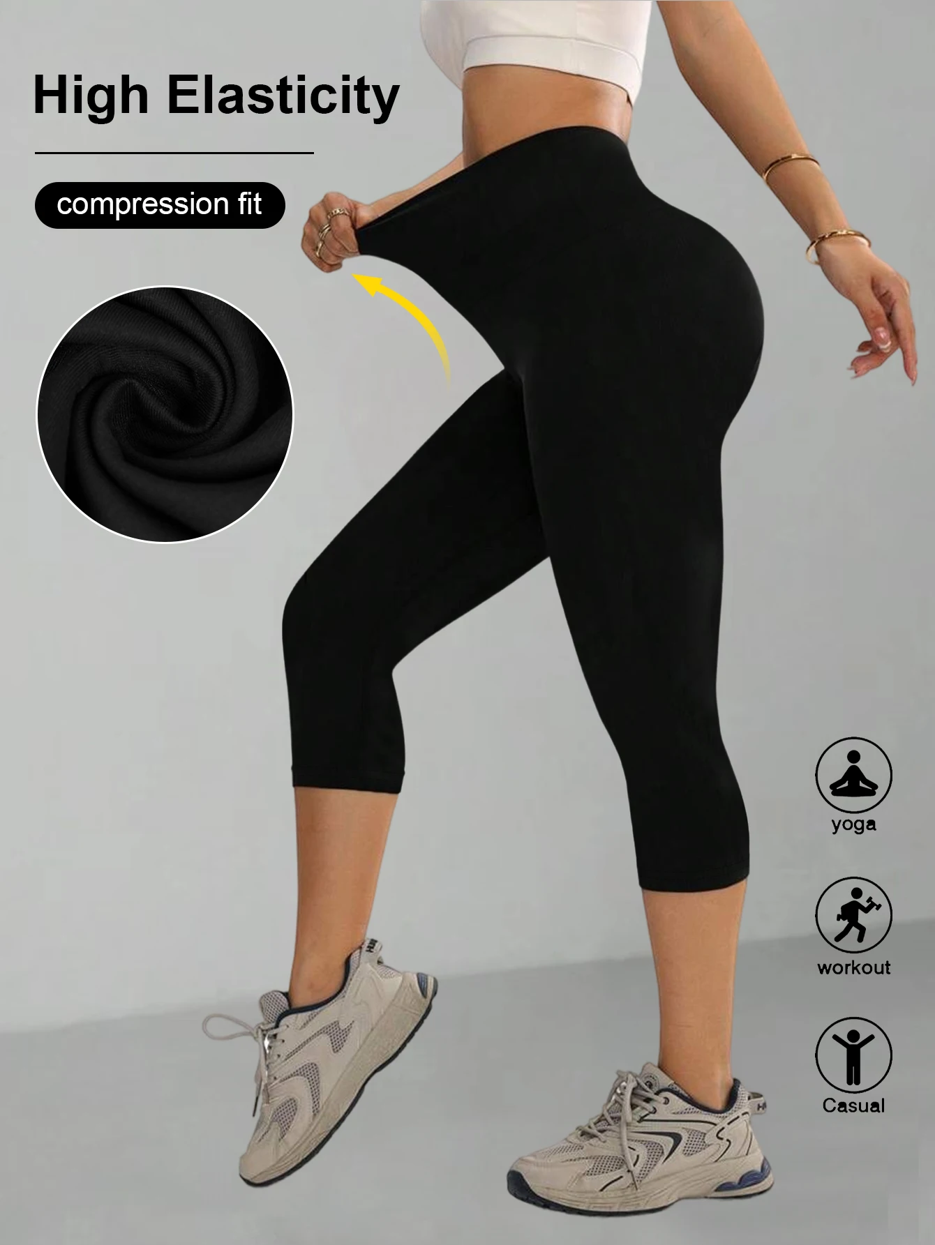 

Women High Waist Yoga Leggings Sports Skinny Thin Fitness Capri Pants Naked Feeling High Elastic Fabric Biker Pants Summer Sport