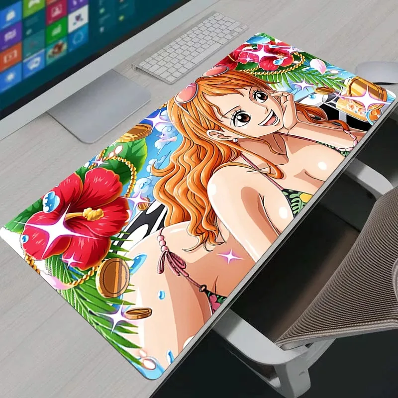 One Piece Nami Mauspad, Notebook, Gamer, große Tastatur, rutschfester Gummi, Computerteppich, Schreibtischunterlage, PC-Gamer-Mauspad, Jugendgeschenke