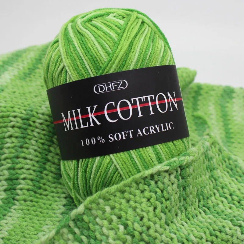 50g/pcs Tie Dye Milk Cotton Yarn 3 Strand Soft Baby Wool Skin-friendly Velvet Doll Hat Scarf Knitting Thread Wholesale Crochet