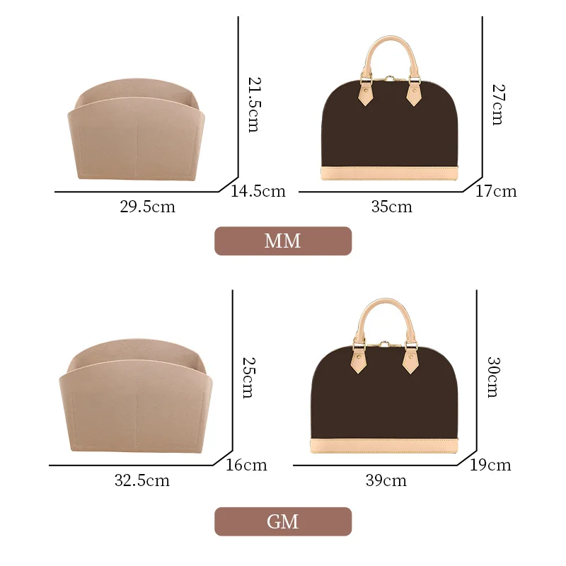 Purse Insert Organizer Handbag Makeup Bag Lining Travel Organizer Cosmetic Bag For Shell Bag MM GM Insert Bag in Bag Base Shaper