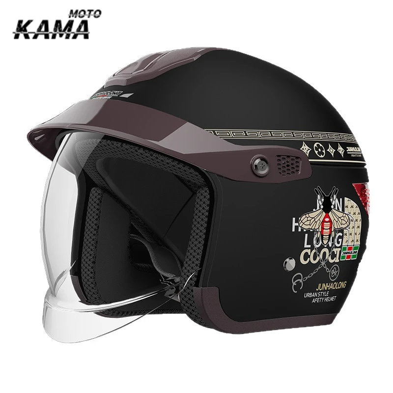 

Мужской и женский ретро электрический мотоциклетный шлем, полушлем, всесезонный универсальный мотоциклетный защитный шлем, Casco Moto Cascos Para Moto