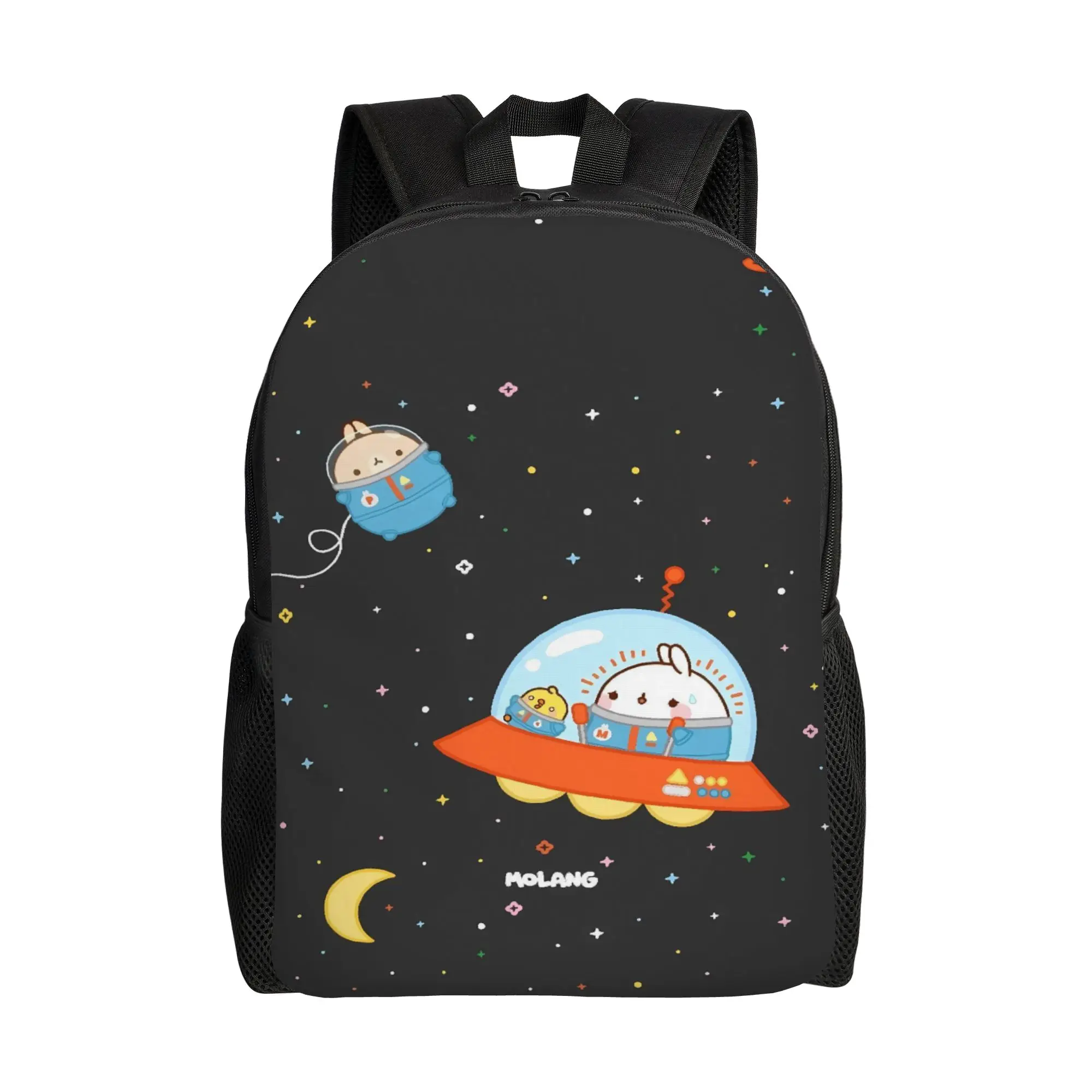 

Molang Funny Cartoon Backpack Male Large Backpacks Polyester Funny School Bags Travel Designer Rucksack