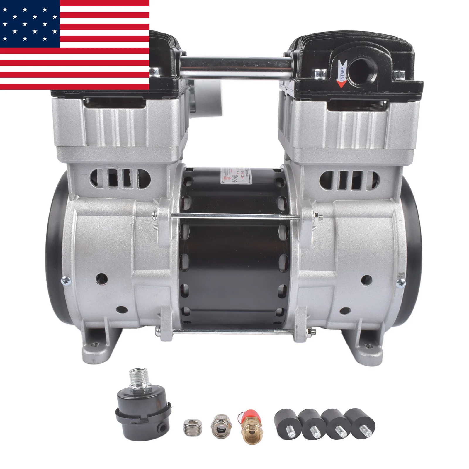 AP03 110V Electric Air Compressor 24 Gallon 70dB Oil-Lube Thermal Protection SP9421