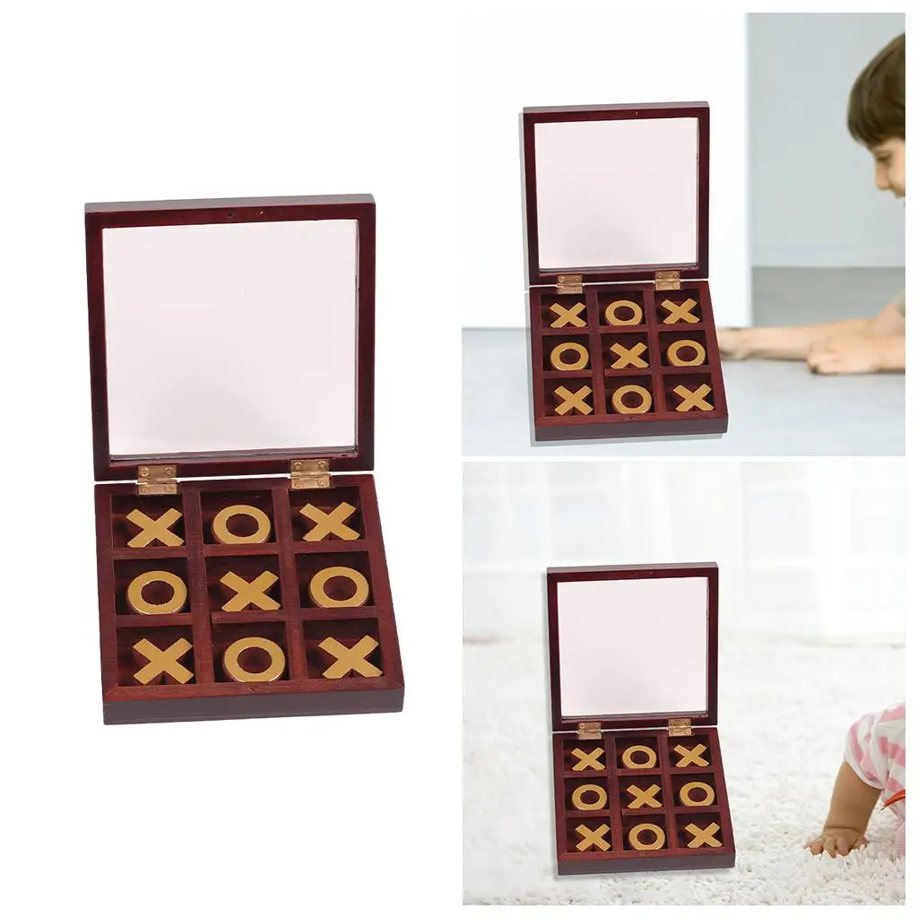 Puzzle Wooden Tic-Tac-Toe Game Noughts Party Set Toy Parent-child Interaction X