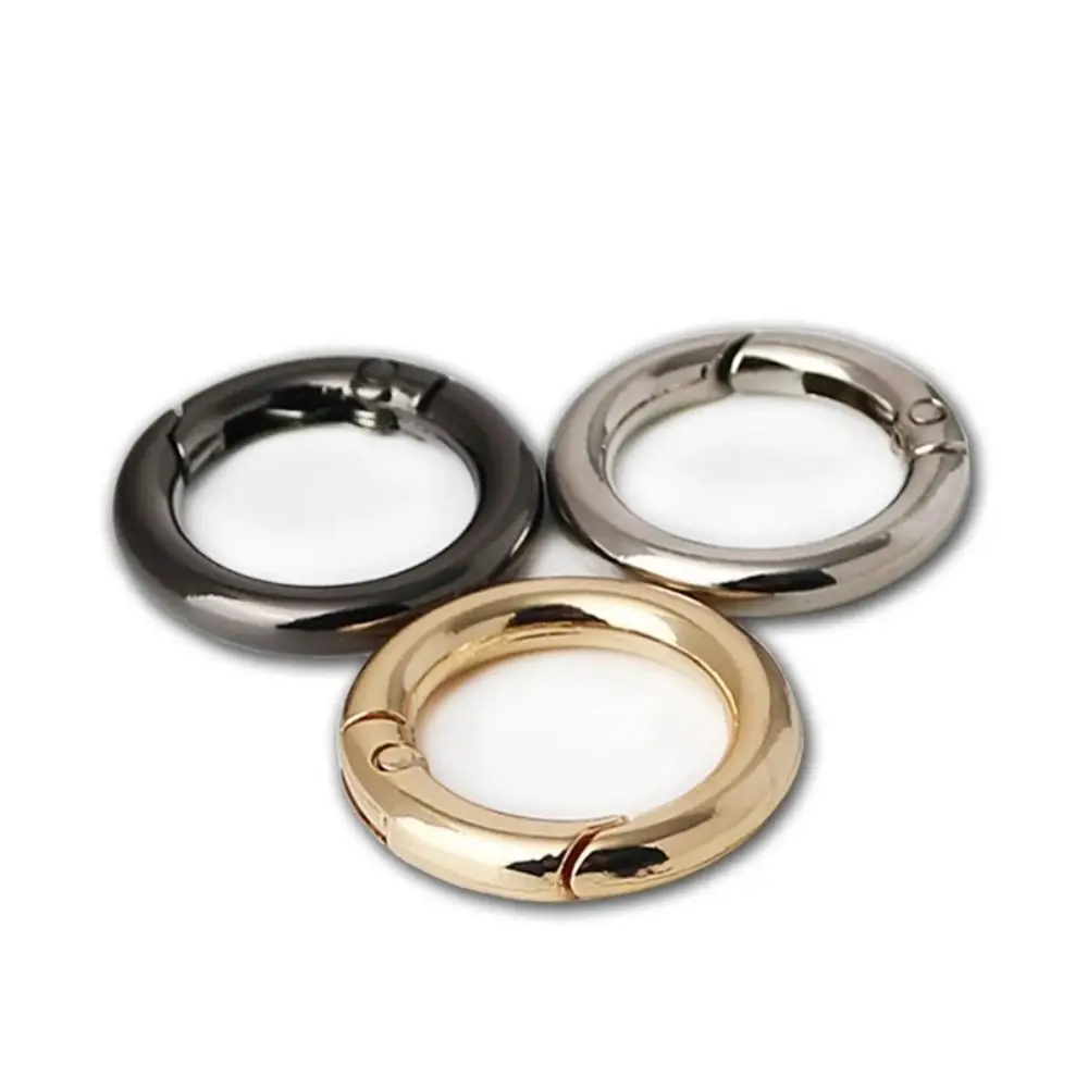 Portátil liga de zinco mola anel fecho redondo leve banhado portão fivela bolsas bolsas mosquetão saco acessórios