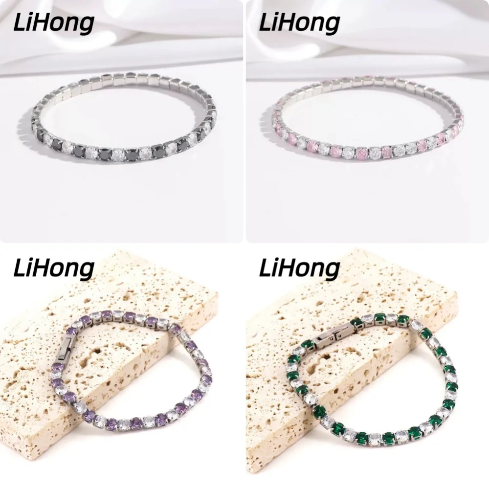 

Ювелирные изделия из стерлингового серебра 925 пробы, 16 см-21 см, теннисный браслет, 4 мм, цветной циркон, подарок на годовщину, женский браслет из стерлингового серебра