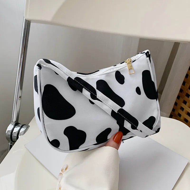 Bolso de hombro con estampado de animales para mujer, bolsa informal de nailon con estampado de mariposa, leopardo, cebra y vaca, a la moda