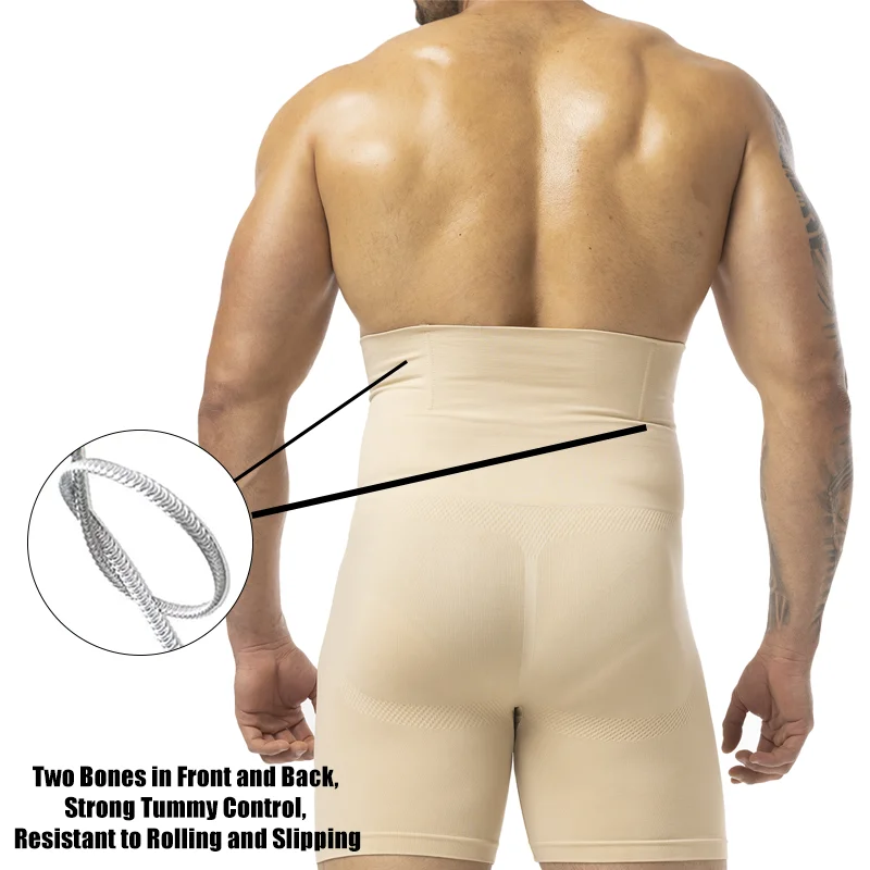 Men's Compression Underwear Sexy High Waist Boxer Breathable 3D Pouch Shorts Tummy Control Butt Lifter Brief Soft Panties