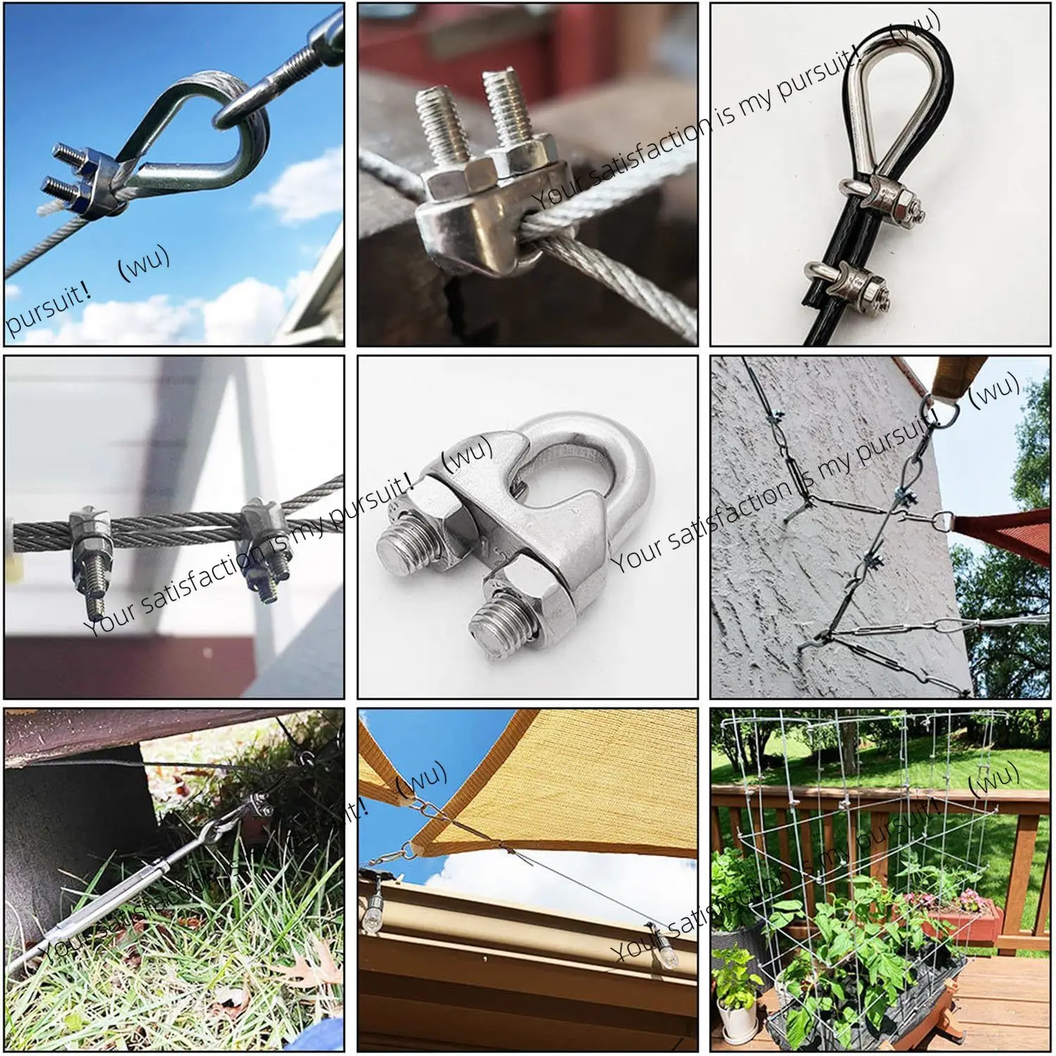 1-10pcs Stainless Steel U-Type Cable Clamp M5 M3 Steel Wire Rope Clip U Bolt Saddle Fastener Clothesline Tightener Hardware Tool