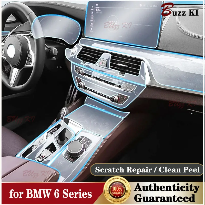 For BMW 6 Series GT 630 640 650 TPU Transparent Film Car Interior Sticker Center Console Touch Screen Anti-Scratches Sticker