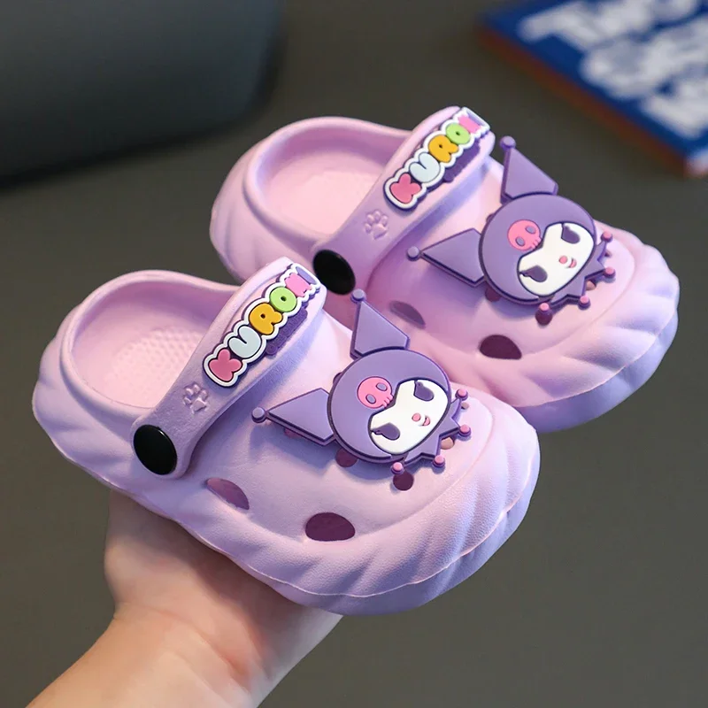 Kawaii Sanrio Children Summer Slippers Anime Cartoon Kuromi Cinnamoroll Kid Indoor Slippers Home Non-Slip Flip-Flops Girl Gift