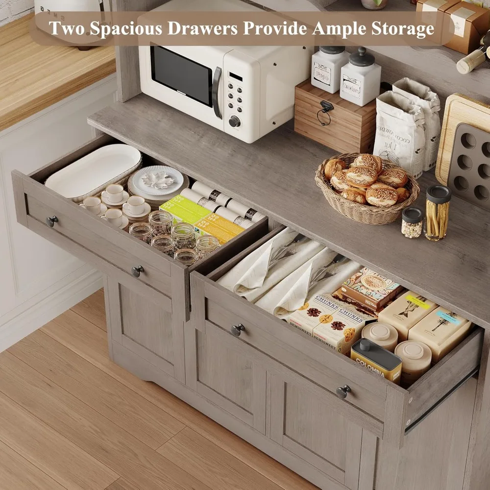 خزانة مخزن المطبخ الحديثة ذات الطول الأبيض مع قاعدة شحن وحامل الميكروويف ورف النبيذ #6