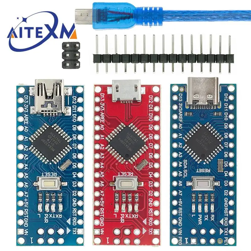 Mini / Type-C / Micro USB Nano 3.0 z ładowarką Nano kontroler kompatybilny z bootloaderem dla arduino CH340 sterownik USB 16Mhz ATMEGA328P