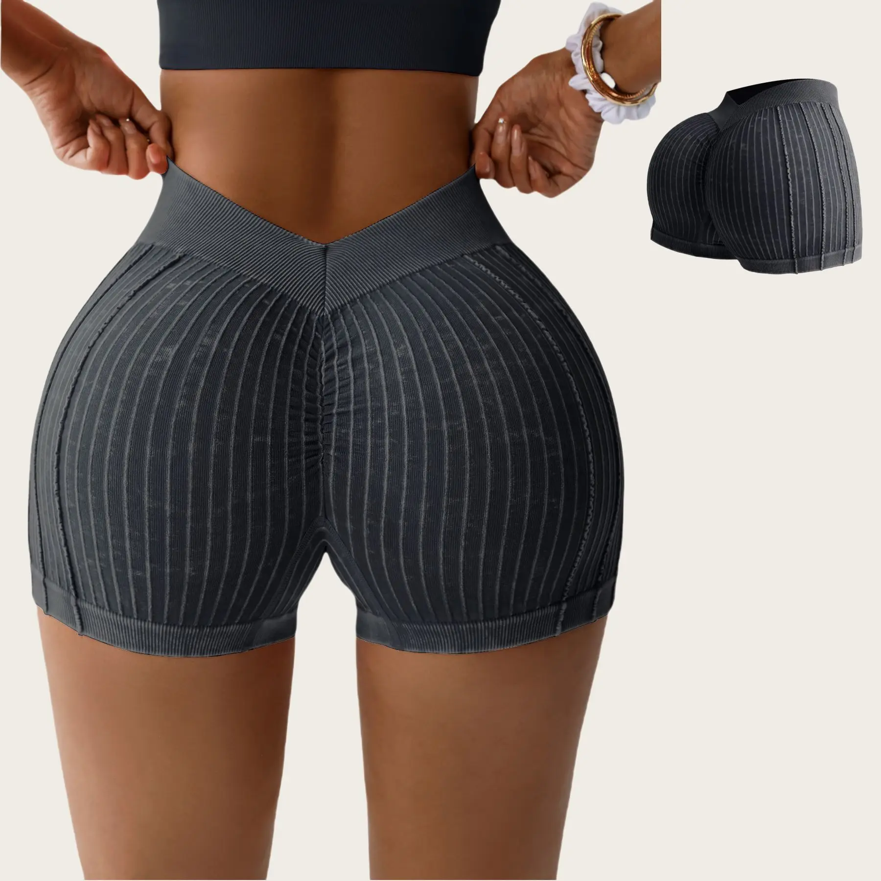 

Обнаженная высокая эластичность, фитнес после подтяжки бедер, V-образная талия, персик, бедра, песок, процесс стирки, нить, высокая талия, упражнения для йоги на открытом воздухе