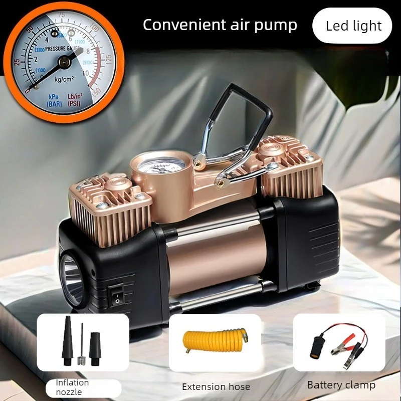 Vehicle Double Cylinder Vehicles Inflatable Pump 12V Portable Car Off-road Vehicle Tire Electric Vehicle LED Lighting Air Pump