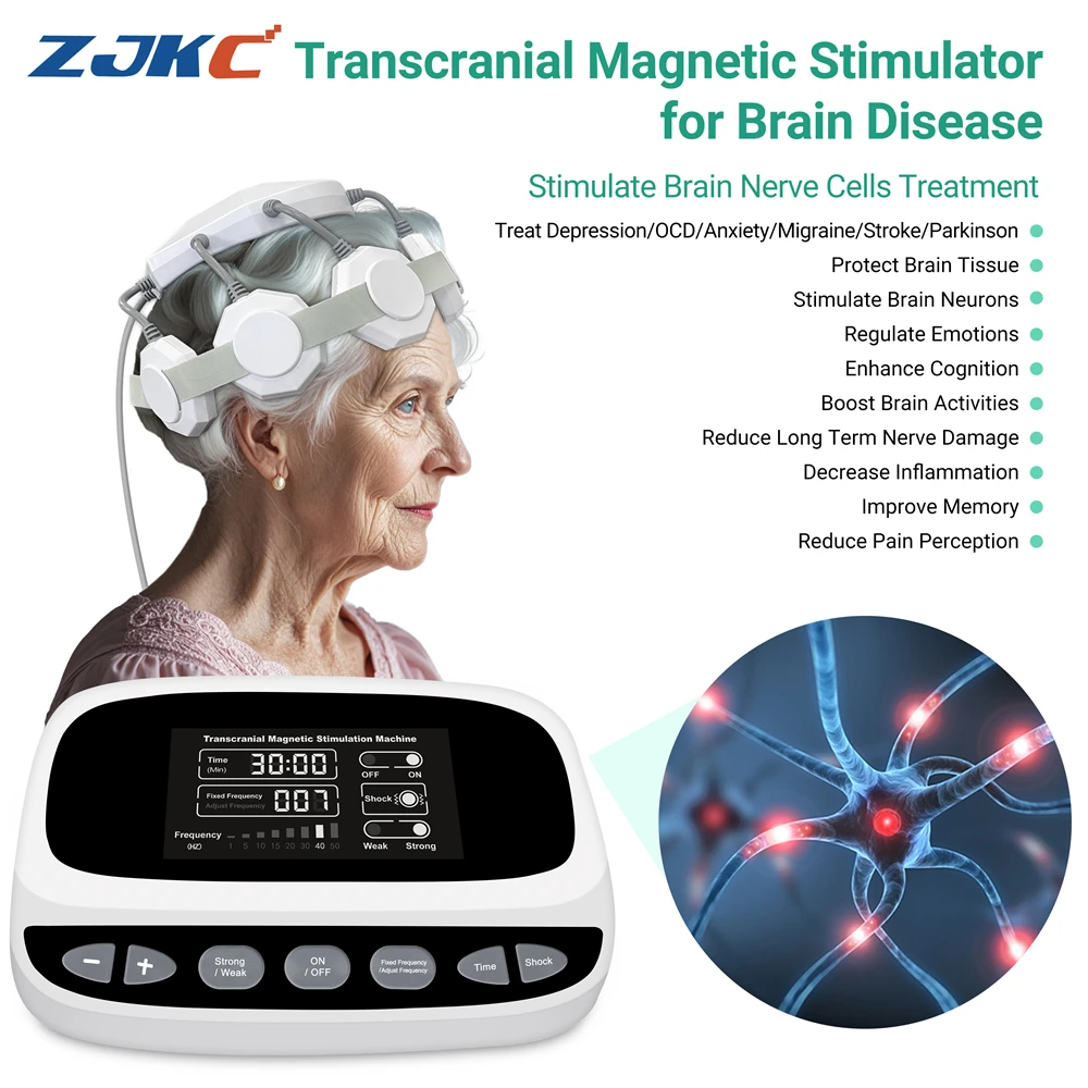 Zjkc Transcraniële Magnetische Stimulator Rtms Hersentherapie Machine Moduleren Hersenactiviteit Transcraniële Stimulatie Apparaat