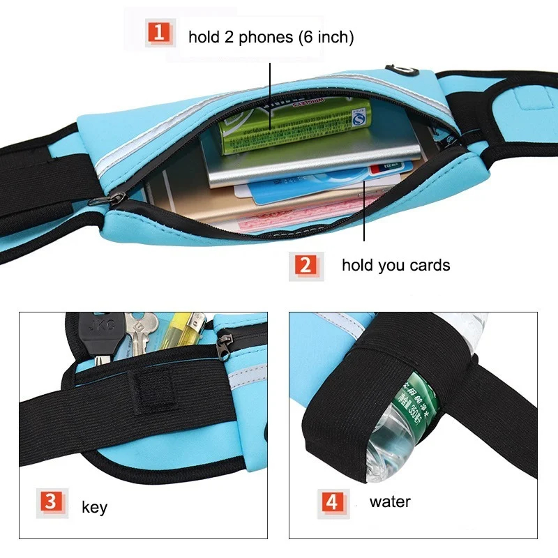 Running Waist Bag Waterproof Sports Belt Gym Bag Phone Holder for Women Men Hold Water Bicycle Run Belt Waist Pack Wallet