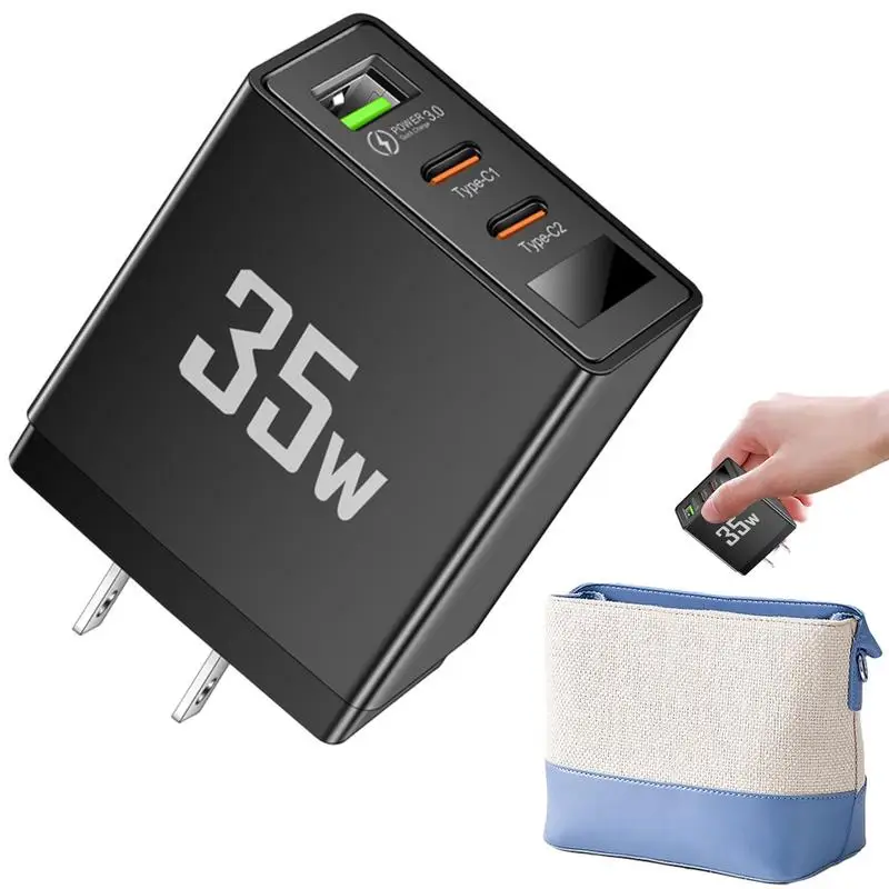 USB C Charger Block Powerful 35W PD Charger USB And C Charger Block Travel Adapter USB C Fast Charger With 3 Ports For Cell