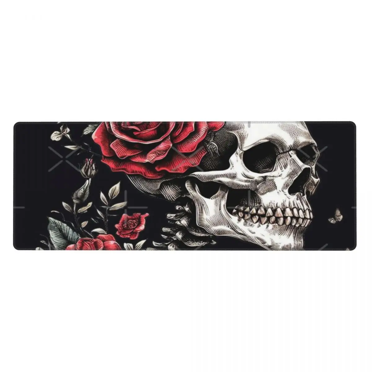 Skeleton Adorned With Roses Rubber Keyboard Pads