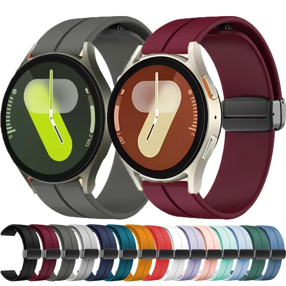 

Magnetic Buckle Silicone Strap for Samsung Galaxy Watch 7 6 5 4 40mm 44mm 5 Pro 45mm Band for Samsung Watch 4 6 Classic 43 47mm