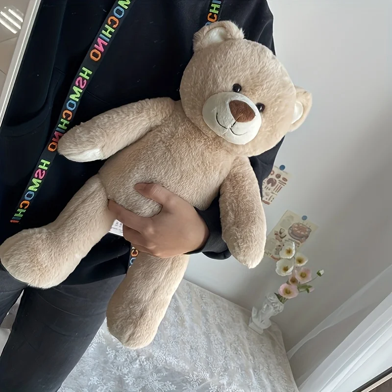 16인치 대형 베이지색 테디베어 봉제 인형 - 쿠션용 부드럽고 푹신한 봉제 곰인형, 봉제 장난감, 여자아이와 남자아이 선물
