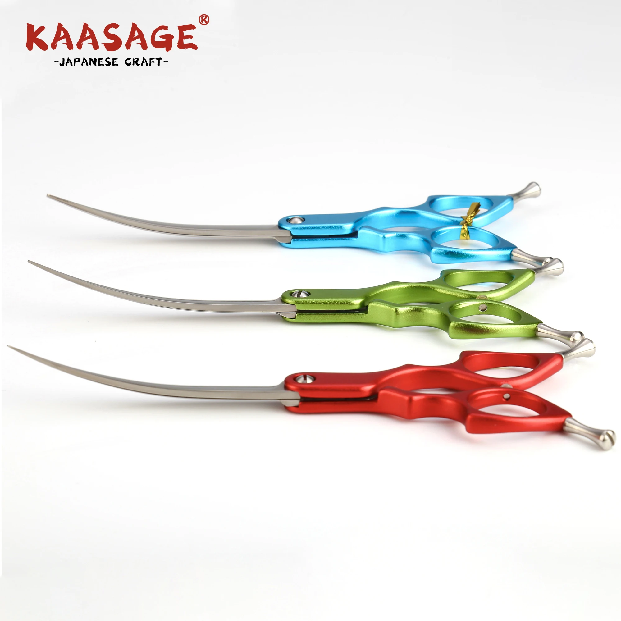 

Professional Dog Grooming Scissors with Lightweight Aluminum Alloy Handle Curved Cutting Stainless Steel Pet Scissors