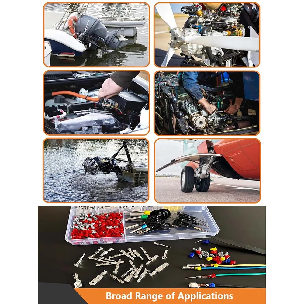 660 Stück 1/1,5/1,8/2,2/2,8/3,5/4,8/6,3 mm Stiftverbinder für Auto-Automobil-Drahtklemmen-Entfernungswerkzeug, Crimp, nicht isolierter Stecker – Detail 9