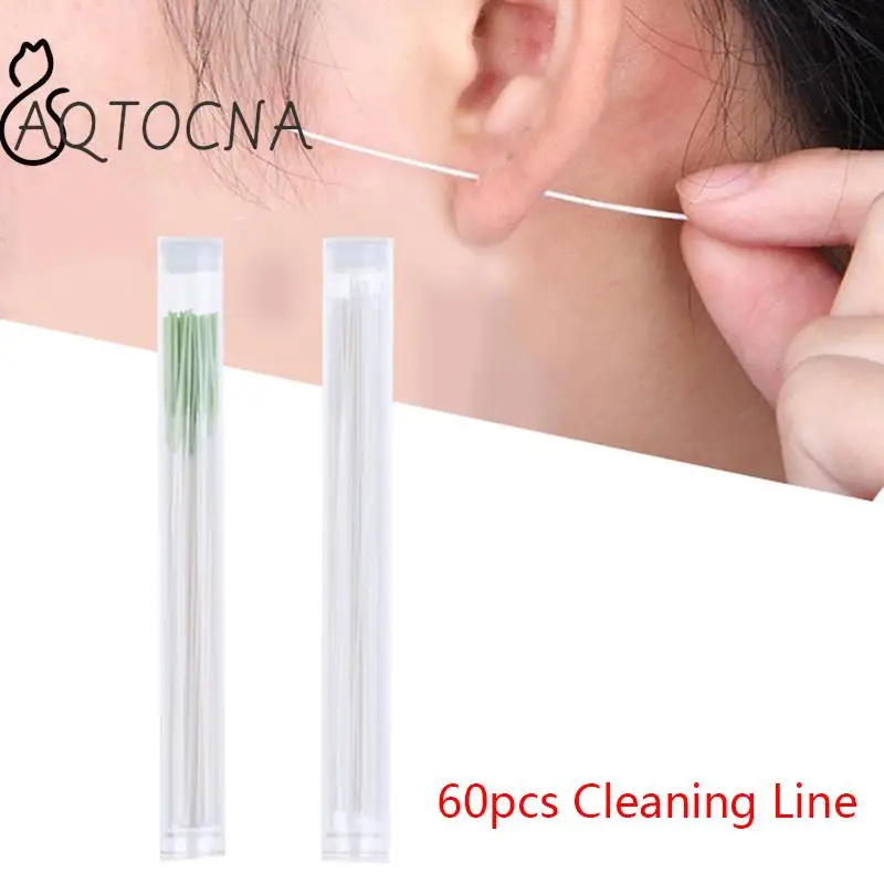 60Pcs Disposable Earrings Hole Cleaner Pierced Ear Cleaning Set Herb Solution Paper Floss Ear Hole Aftercare Tools Kit