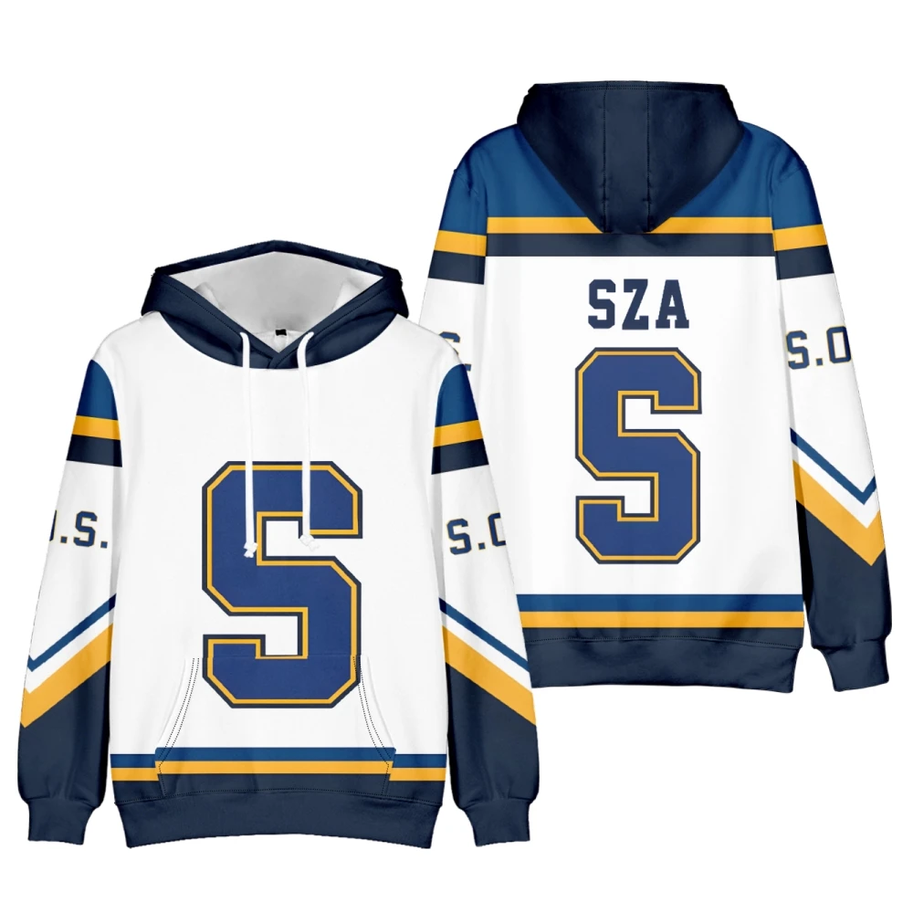 

Rapper SZA JERSEY SOS Oversized Hoodie Women/Men Graphic Sweatshirt Streetwear Hip Hop Pullover Hooded Jacket Male Tracksuit