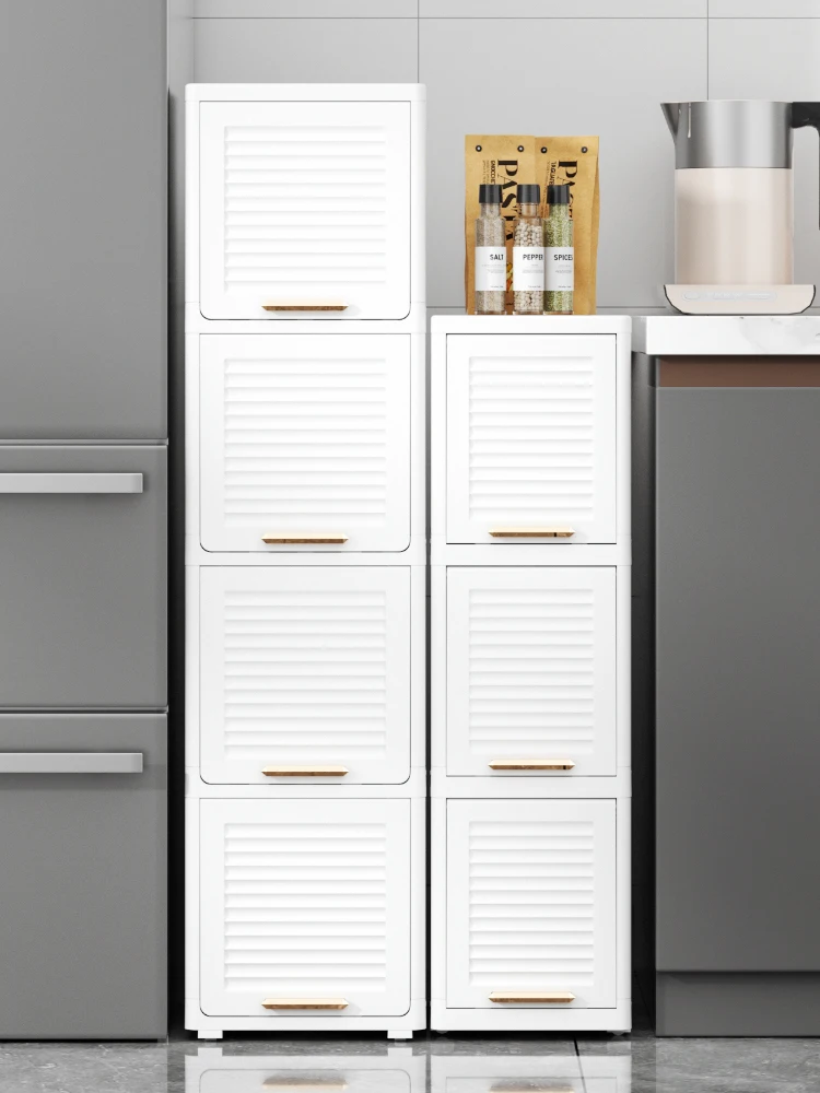 

Home Kitchen Living Room Storage Cabinet 25/30cm Flip Cover Storage Ra for Frie under Sink Organization Plastic Material