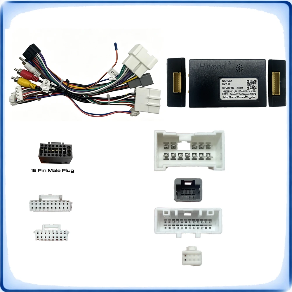 Car Accessories 16-Pin to 24-Pin Radio Wiring Harness with CANBUS Decoder for Renault Duster Kangoo