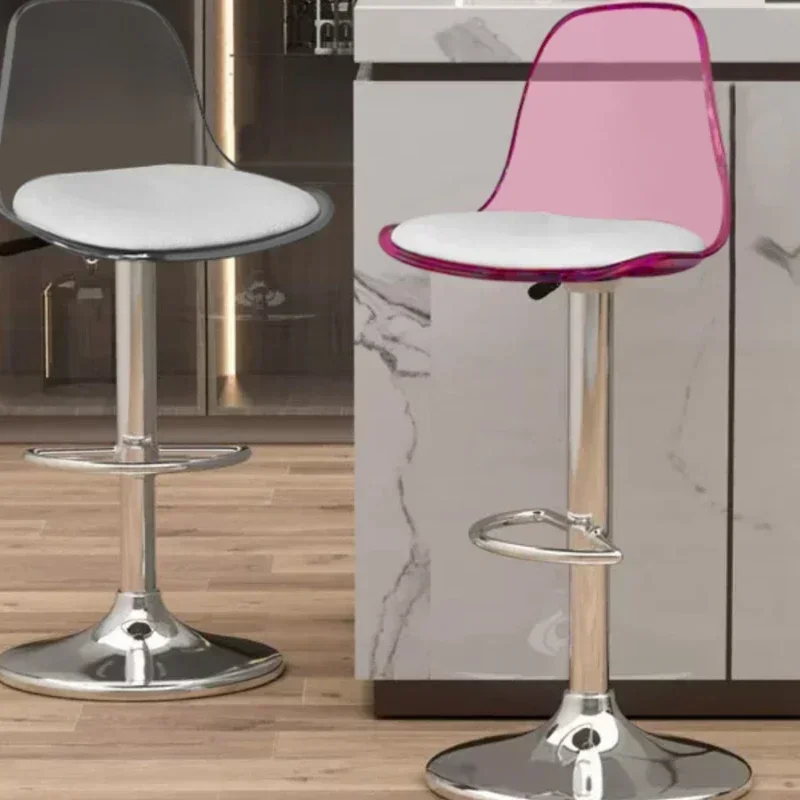 Silla De Bar De diseño giratorio, silla De cocina moderna De acrílico transparente, muebles De Bar De Metal De isla nórdica HD50BY