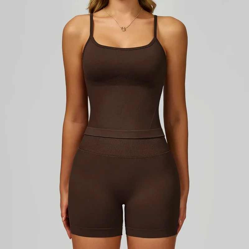 

Women's Seamless Color Yoga Set Beautiful Back High Waist Quick Drying Slim Fit Running and Fitness Set