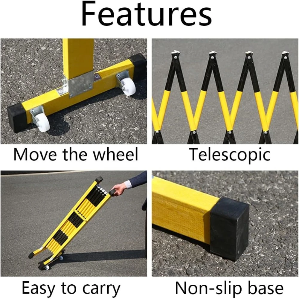 Expandable Metal Barricade, Mobile Safety Barrier Gate, Retractable Traffic Fence, Easy to Move Driveway for Work Zones