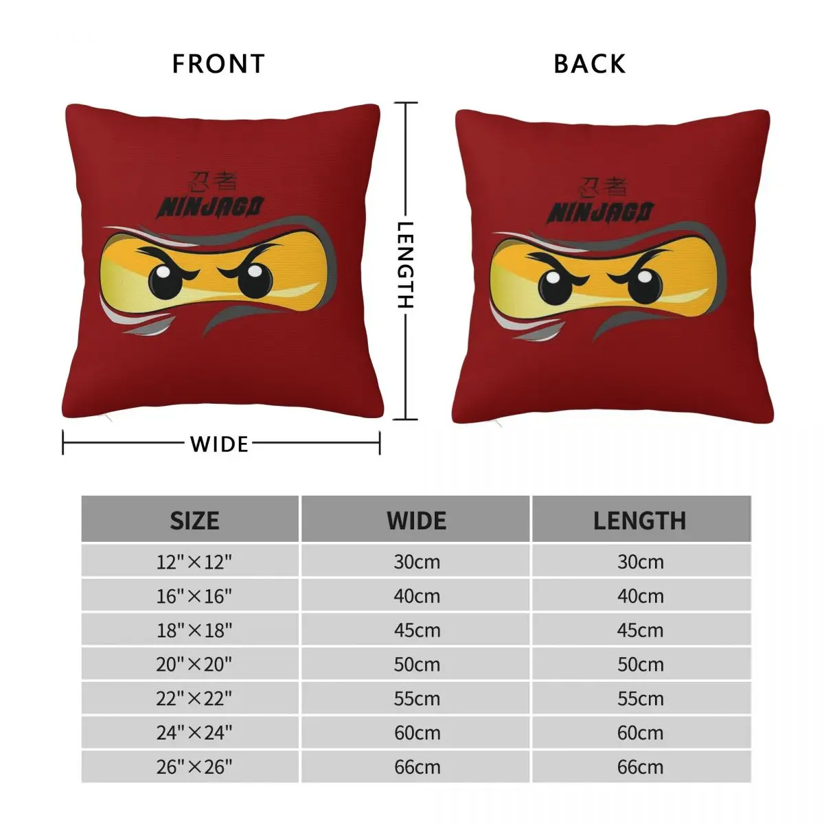 Ninjago Kungfu Square Pillowcase Polyester Linen Velvet Creative Zip Decorative Room Cushion Cover 45x45