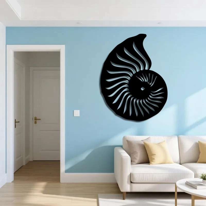 1pc Nautical Shell Metal Wall Decoration, Elegant Nautilus Shell Iron Art, Stylish Decor for Coastal Living Areas