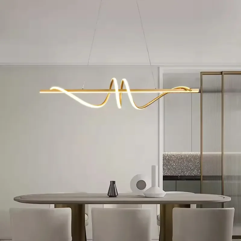Modern Minimalist Restaurant Chandelier living room Dining Table Threaded Strip Creative Lamps