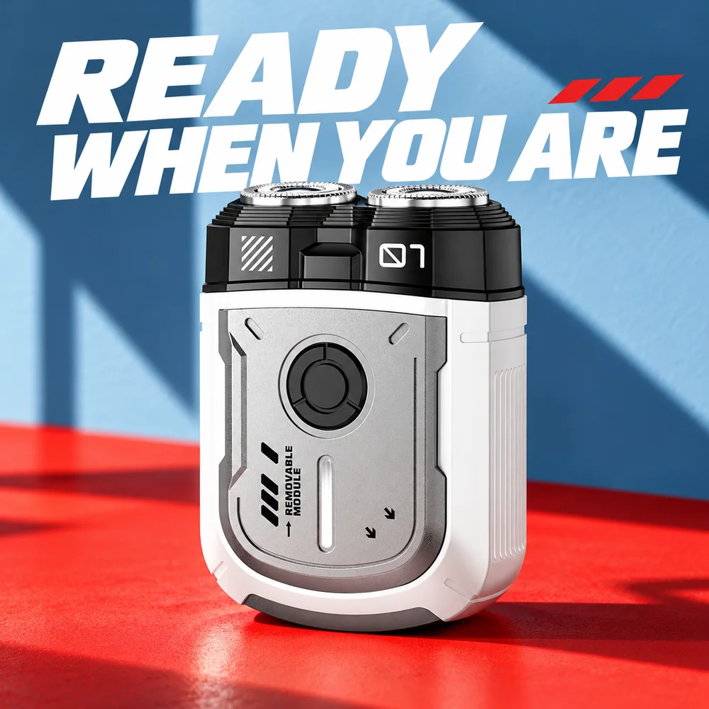 Electric Shaver for Men, Mecha Style Portable Rechargeable Razor, Cordless Face and Beard Shaving Machine for Home Travel
