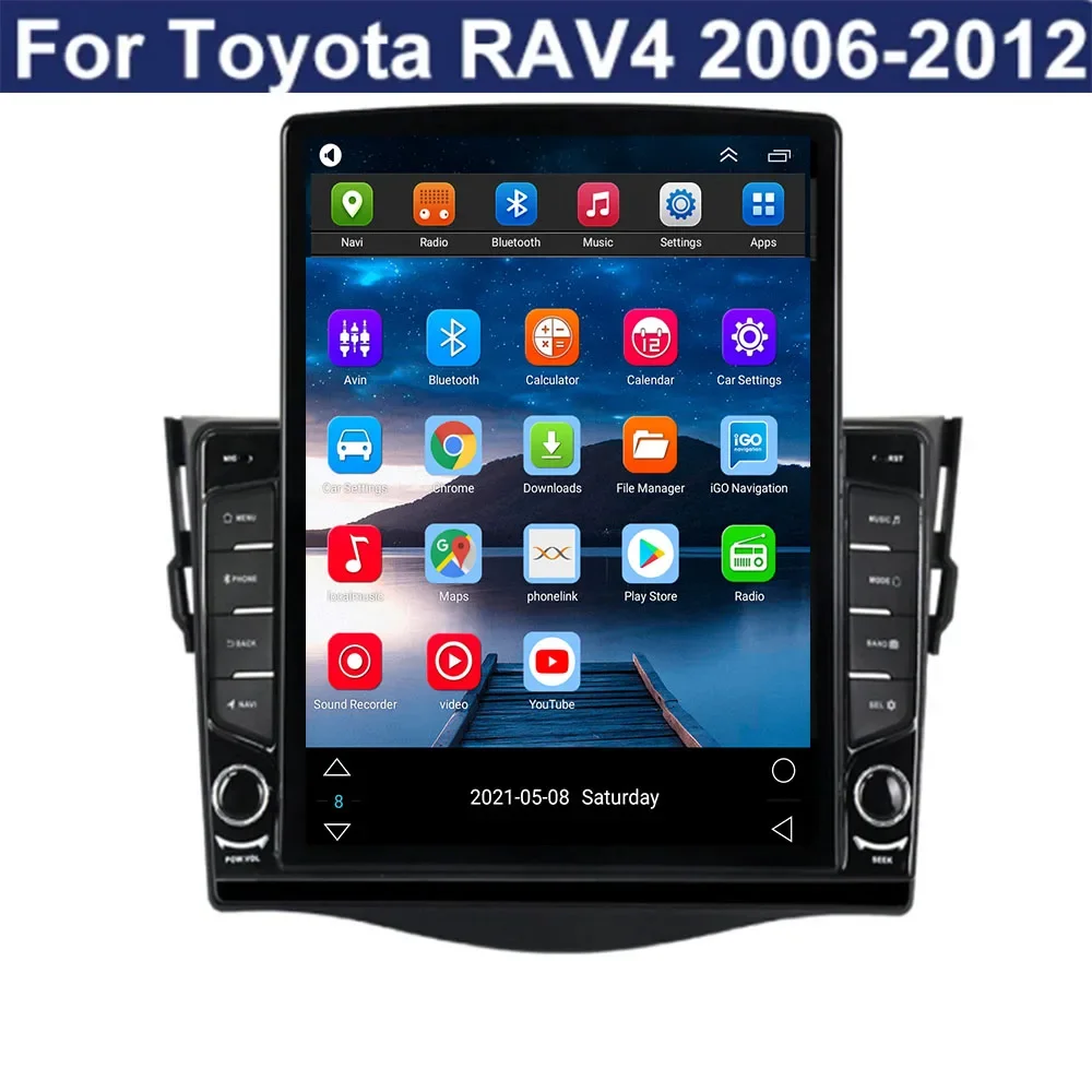 تسلا نوع الوسائط المتعددة لتويوتا RAV4 Rav 4 2006-2012 أندرويد 14 راديو السيارة مشغل وسائط متعددة لتحديد المواقع والملاحة Carplay السيارات DVD